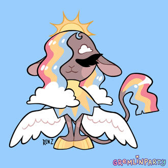 character design based on rainbows + sunshine