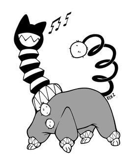 shapeshifting creature with a toy / clown aesthetic